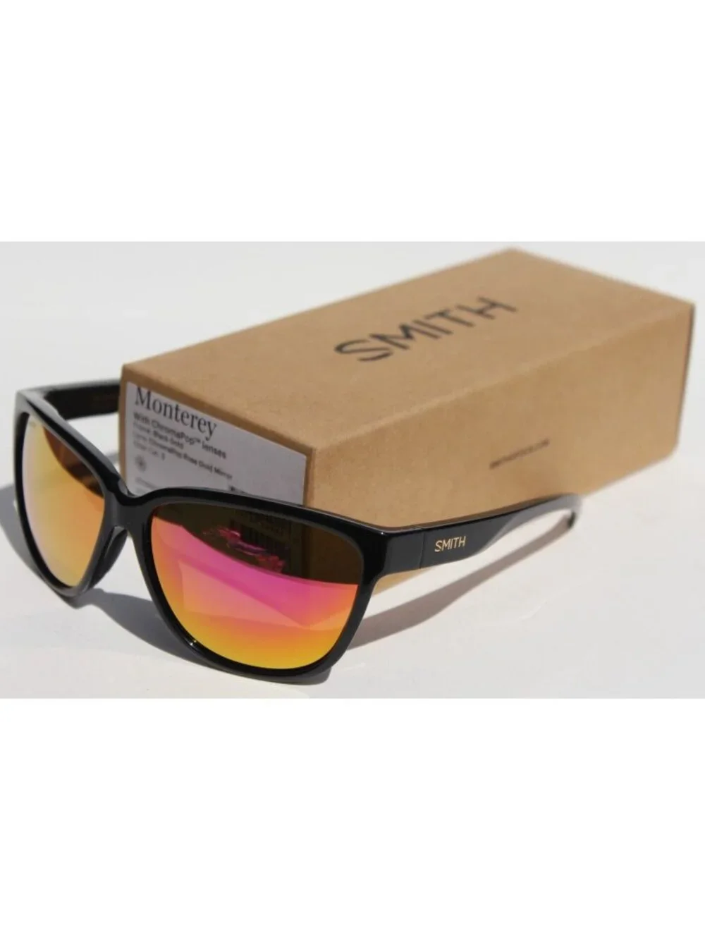 SMITH OPTICS Monterey Sunglasses Black Gold/ChromaPop Rose Gold Mirror NEW $149